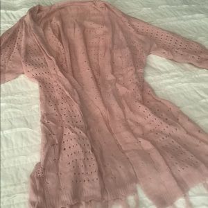 Adorable light pink fringed cardigan